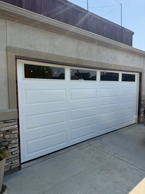 New modern garage door after installation